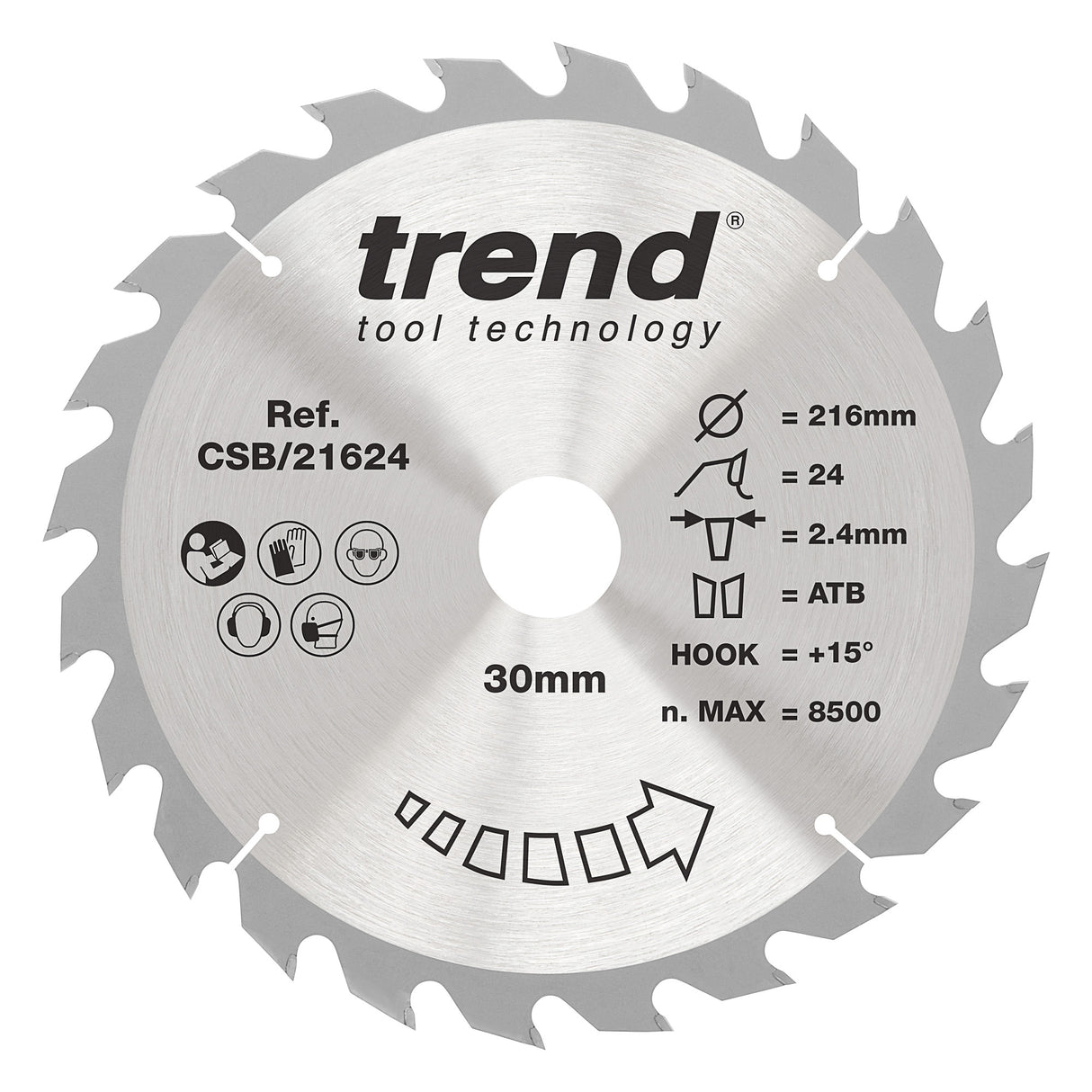 Trend 216mm x 30mm x 24T Ripping Circular Saw Blade