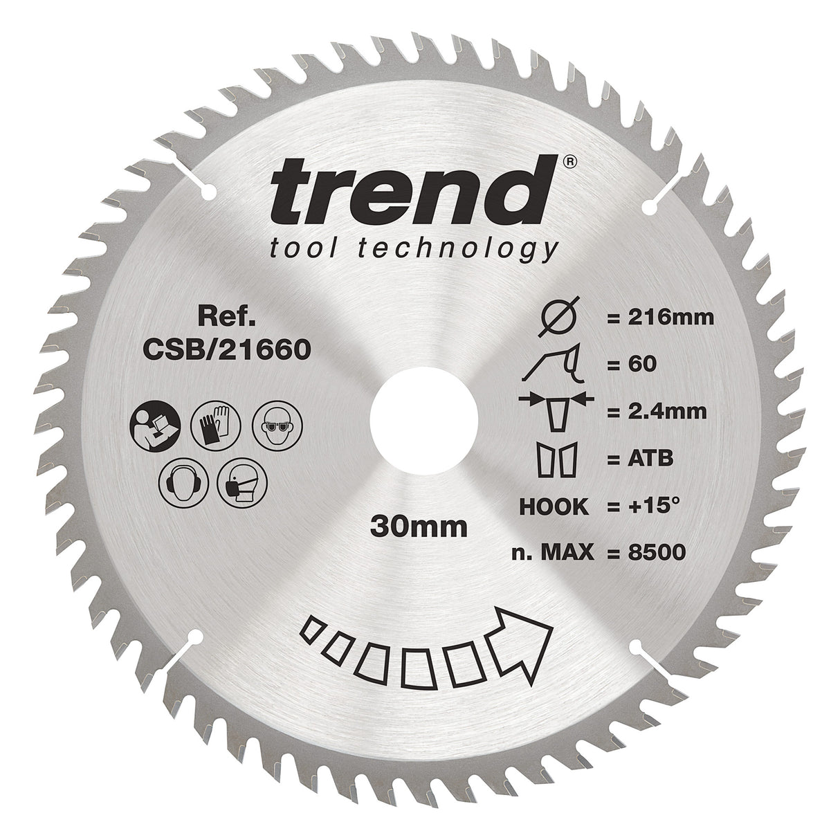Trend 216mm x 30mm x 60T Wood Circular Saw Blade