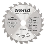 Trend 230mm x 30mm x 24T Ripping Circular Saw Blade