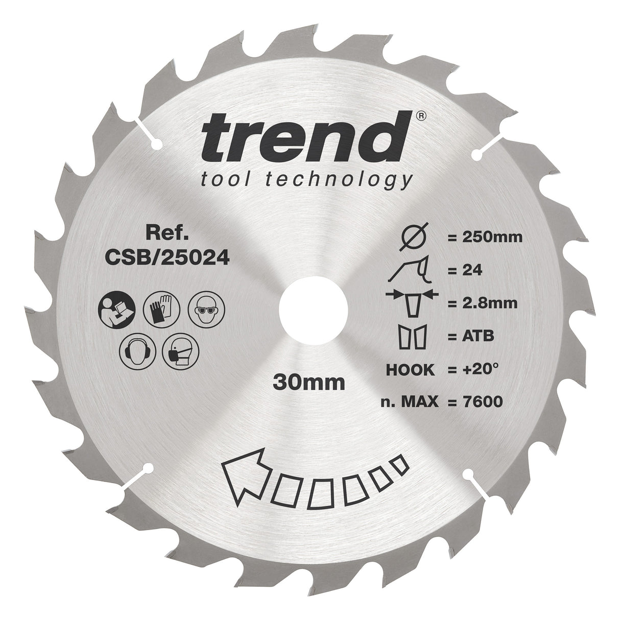 Trend 250mm x 30mm x 24T Ripping Circular Saw Blade