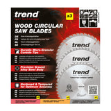 Trend 3-Piece 250mm x 30mm x 48/60/84T Wood Circular Saw Blade Set