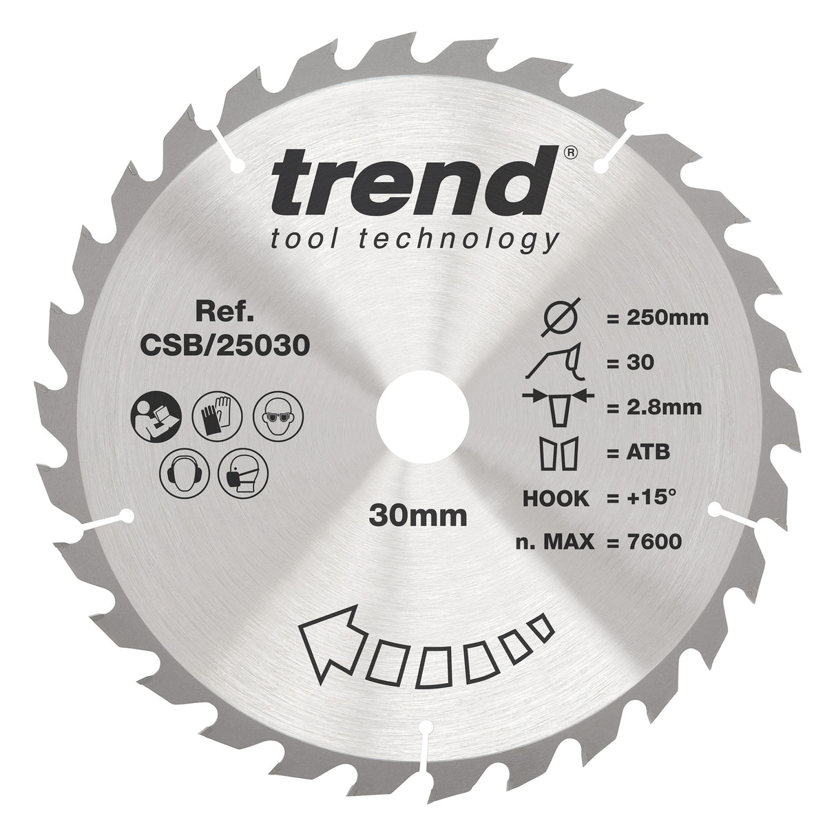 Trend 250mm x 30mm x 30T Ripping Circular Saw Blade