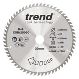 Trend 250mm x 30mm x 60T Wood Circular Saw Blade