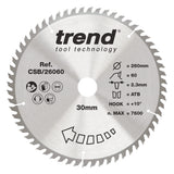 Trend 260mm x 30mm x 60T Wood Circular Saw Blade