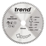 Trend 260mm x 30mm x 80T Wood Circular Saw Blade