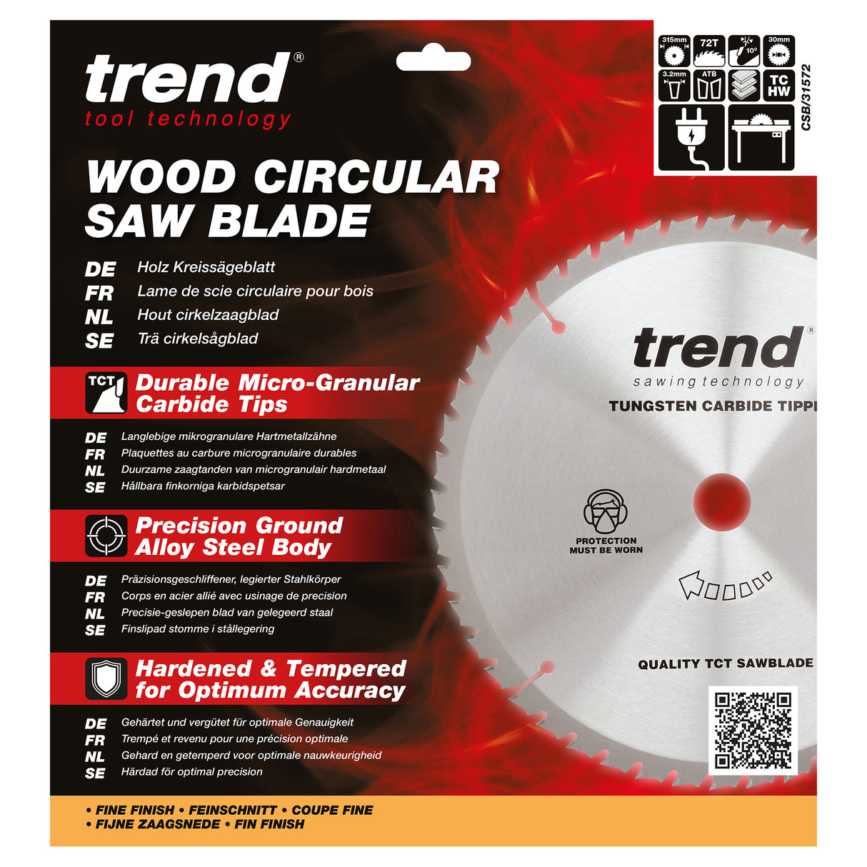 Trend 315mm x 30mm x 72T Wood Circular Saw Blade