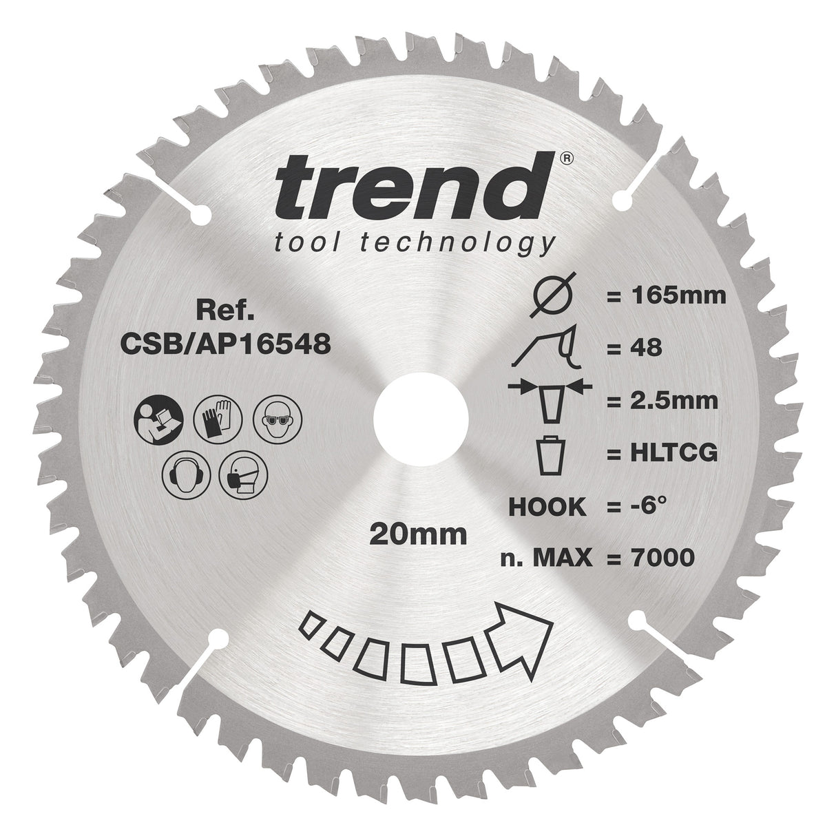 Trend 165mm x 20mm x 48T Aluminium/Plastic Circular Saw Blade