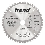 Trend 165mm x 20mm x 48T Aluminium/Plastic Circular Saw Blade