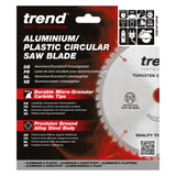 Trend 165mm x 20mm x 48T Aluminium/Plastic Circular Saw Blade