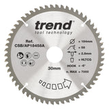 Trend 184mm x 30mm x 58T Aluminium/Plastic Circular Saw Blade