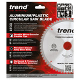 Trend 190mm x 20mm x 60T Aluminium/Plastic Circular Saw Blade