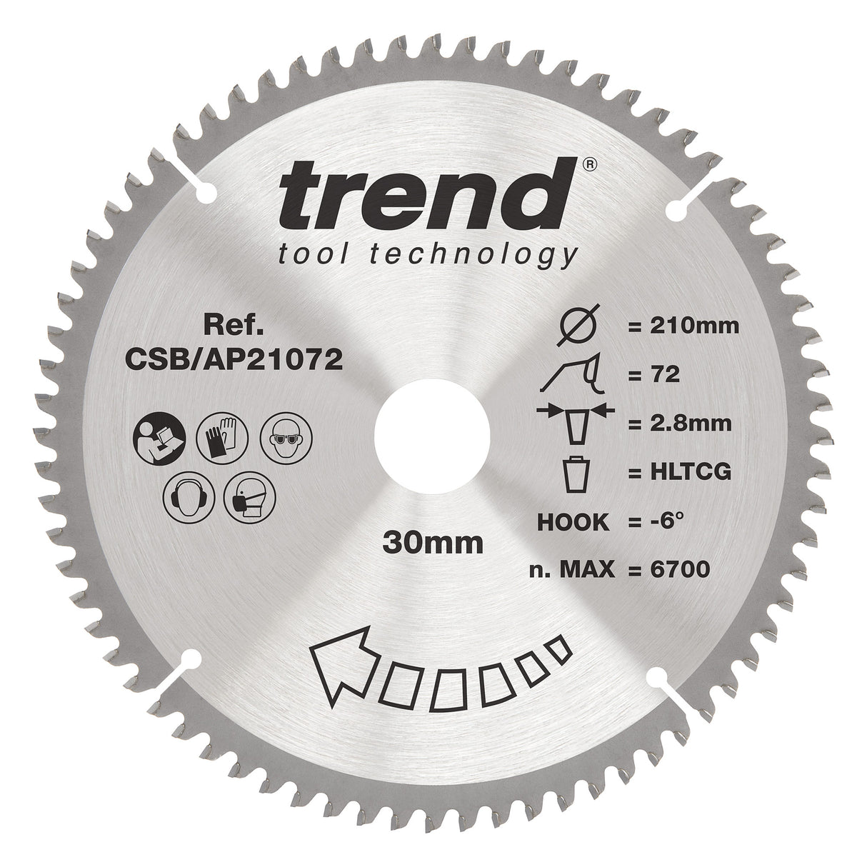 Trend 210mm x 30mm x 72T Aluminium/Plastic Circular Saw Blade