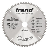 Trend 250mm x 30mm x 84T Aluminium/Plastic Circular Saw Blade