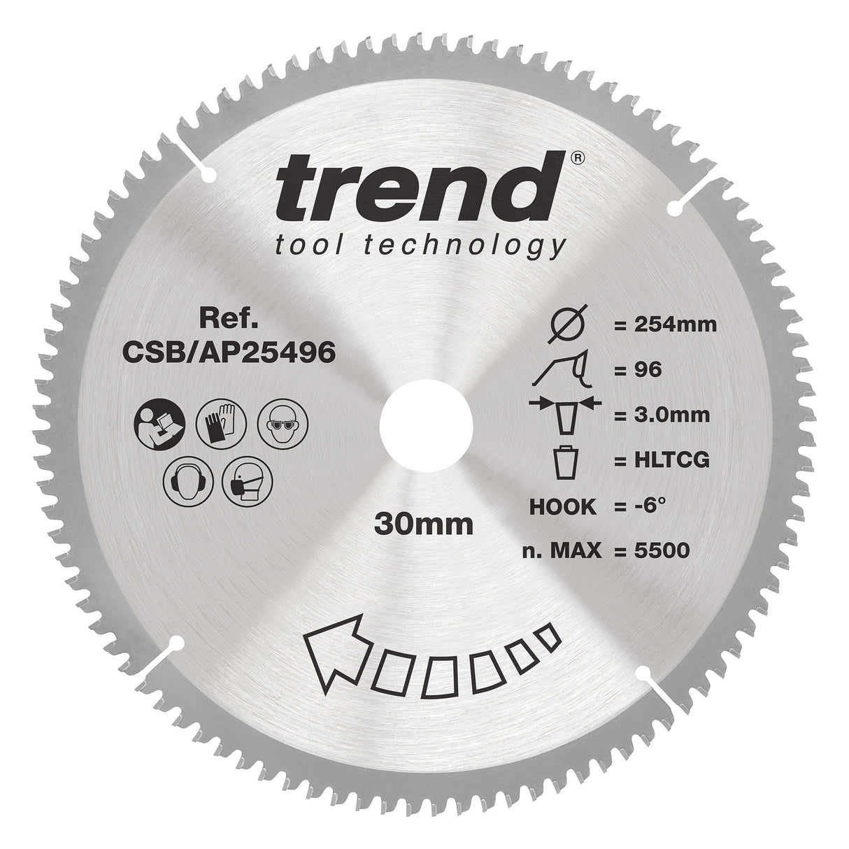Trend 254mm x 30mm x 96T Aluminium/Plastic Circular Saw Blade