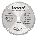 Trend 300mm x 30mm x 96T Aluminium/Plastic Circular Saw Blade