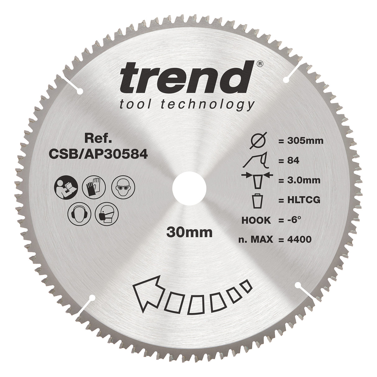 Trend 305mm x 30mm x 84T Aluminium/Plastic Circular Saw Blade