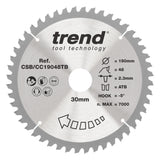 Trend 190mm x 30mm x 48T Wood Cordless Mitre Saw Blade