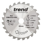 Trend 210mm x 30mm x 24T Wood Mitre Saw Blade