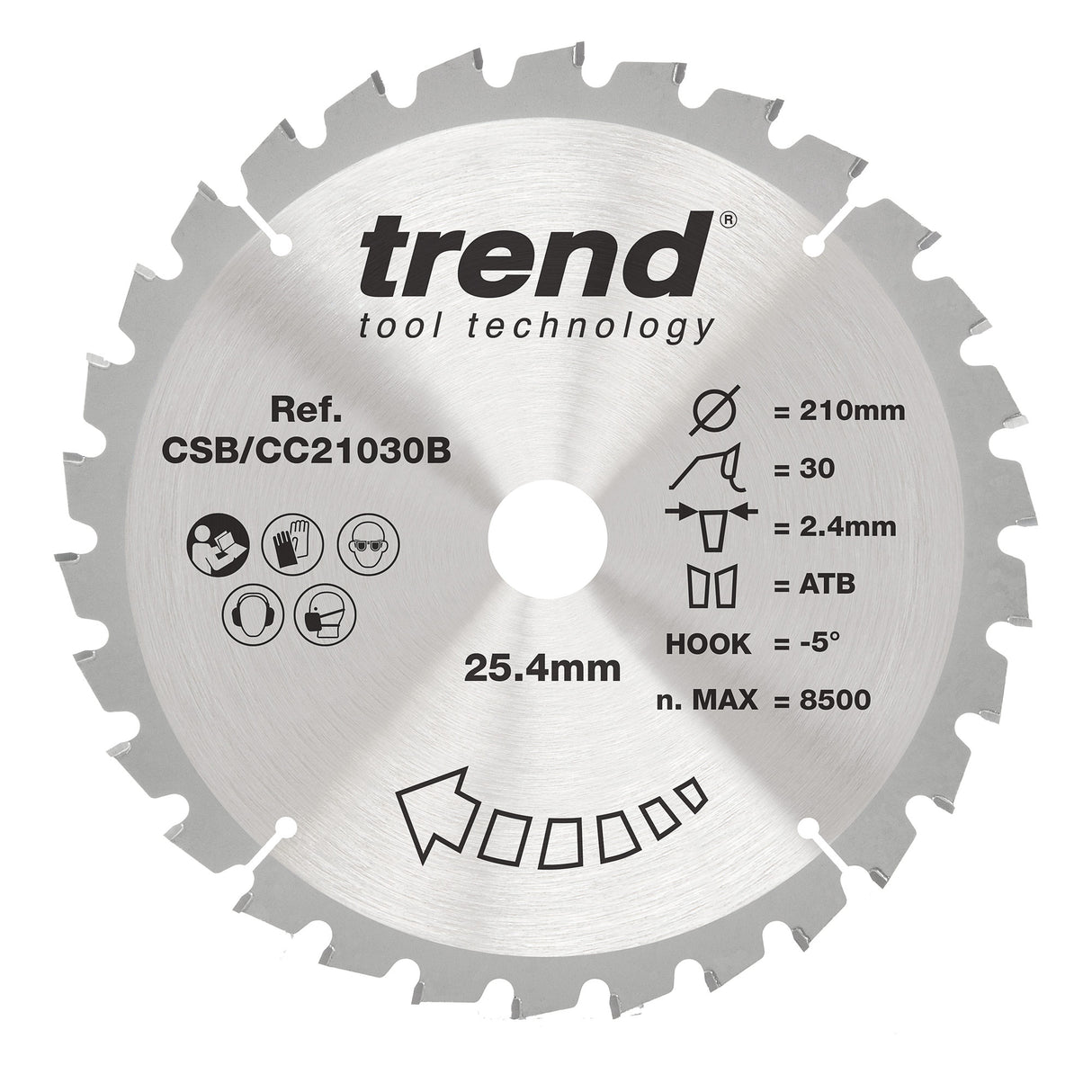 Trend 210mm x 25.4mm x 30T Wood Mitre Saw Blade
