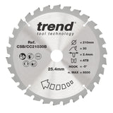 Trend 210mm x 25.4mm x 30T Wood Mitre Saw Blade