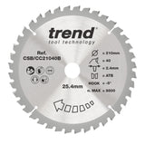 Trend 210mm x 25.4mm x 40T Wood Mitre Saw Blade