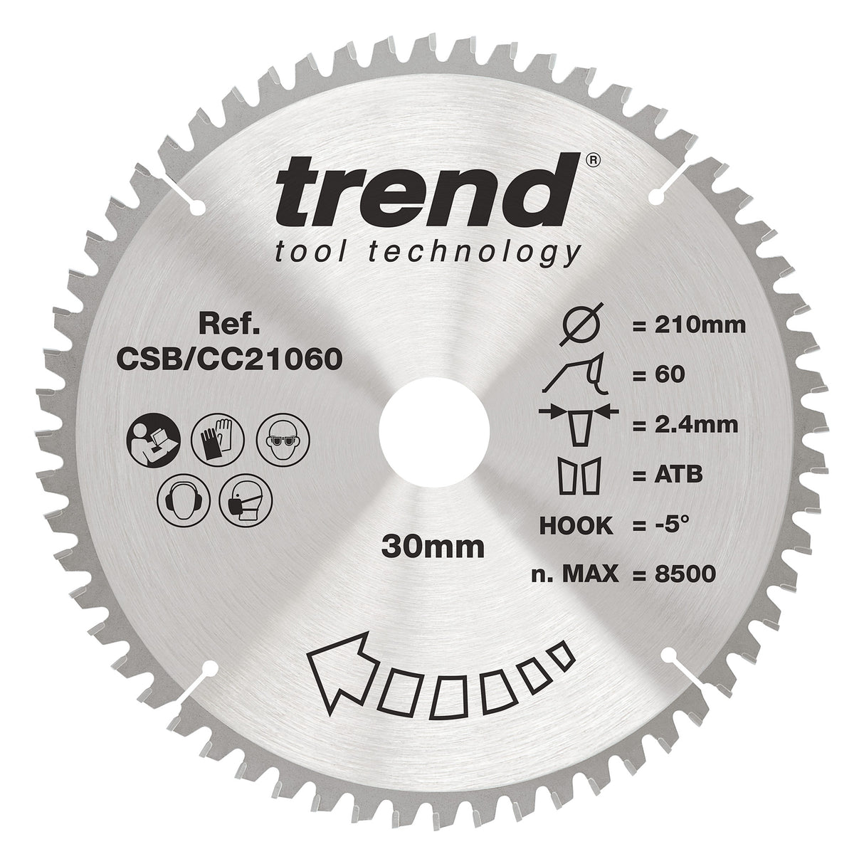 Trend 210mm x 30mm x 60T Wood Mitre Saw Blade