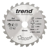 Trend 216mm x 30mm x 24T Wood Mitre Saw Blade