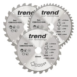 Trend 3-Piece  216mm x 30mm x 24/48T Wood Mitre Saw Blade Set