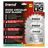 Trend 3-Piece  216mm x 30mm x 24/48T Wood Mitre Saw Blade Set