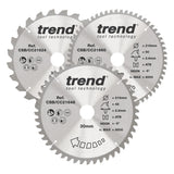 Trend 3-Piece 216mm x 30mm x 24/48/60T Wood Mitre Saw Blade Set