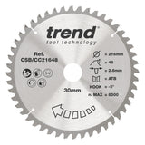 Trend 216mm x 30mm x 48T General Purpose Mitre Saw Blade