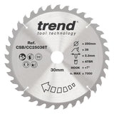 Trend 250mm x 30mm x 36T Ripping Cordless ATBR Mitre Saw Blade