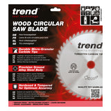 Trend 250mm x 30mm x 48T Wood Cordless ATBR Mitre Saw Blade
