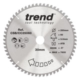 Trend 250mm x 30mm x 60T Wood Mitre Saw Blade