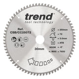 Trend 250mm x 30mm x 72T Fine Cut Off Mitre Saw Blade