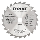 Trend 254mm x 30mm x 24T Ripping Cordless Mitre Saw Blade