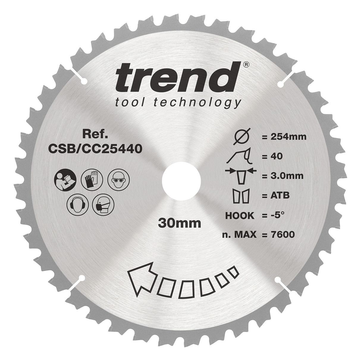Trend 254mm x 30mm x 40T General Purpose Mitre Saw Blade