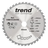 Trend 254mm x 30mm x 40T General Purpose Mitre Saw Blade