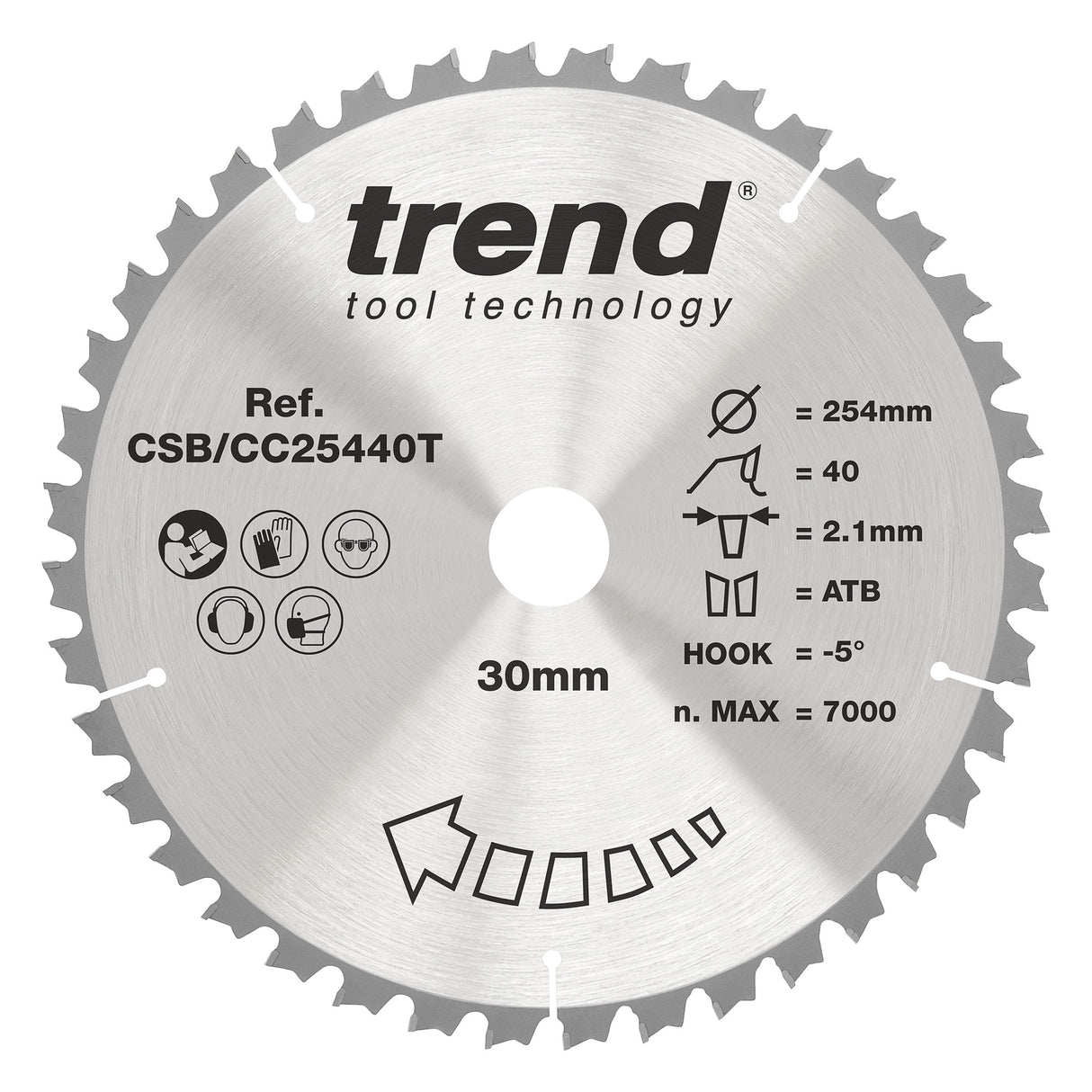 Trend 254mm x 30mm x 40T General Purpose Cordless Mitre Saw Blade