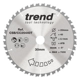 Trend 254mm x 30mm x 40T General Purpose Cordless Mitre Saw Blade