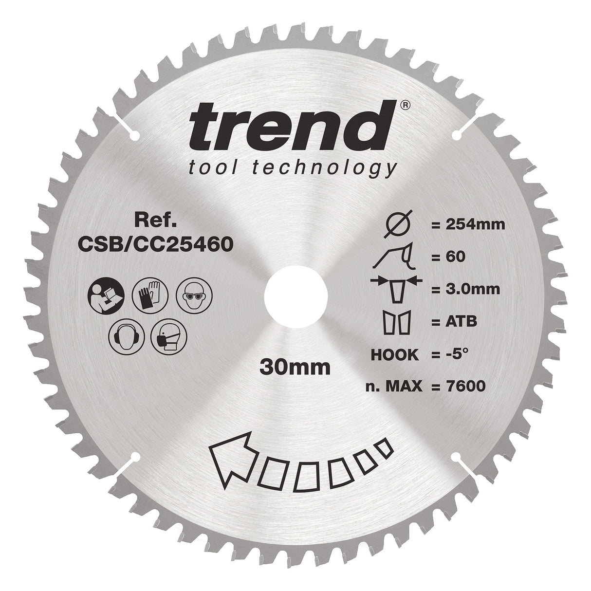 Trend 254mm x 30mm x 60T Wood Mitre Saw Blade