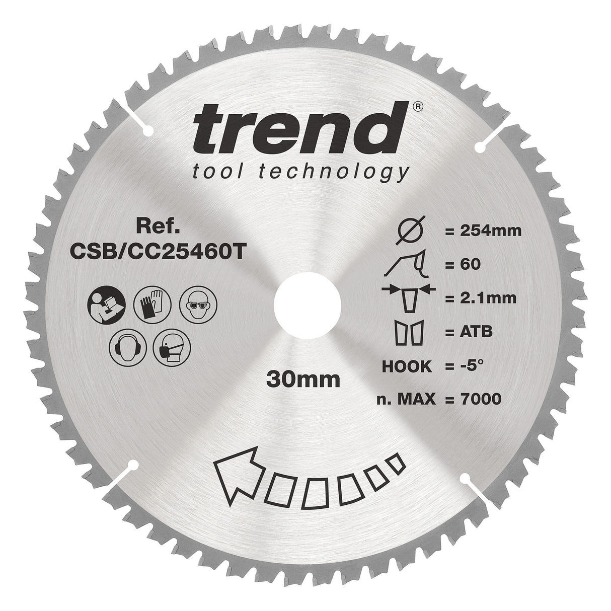 Trend 254mm x 30mm x 60T Wood Cordless Mitre Saw Blade