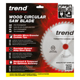 Trend 254mm x 30mm x 80T Fine Cut Off Mitre Saw Blade