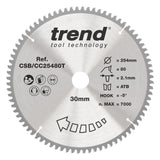 Trend 254mm x 30mm x 80T Fine Cut Off Cordless Mitre Saw Blade