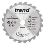Trend 255mm x 30mm x 24T Ripping Mitre Saw Blade