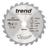 Trend 260mm x 30mm x 24T Wood Mitre Saw Blade