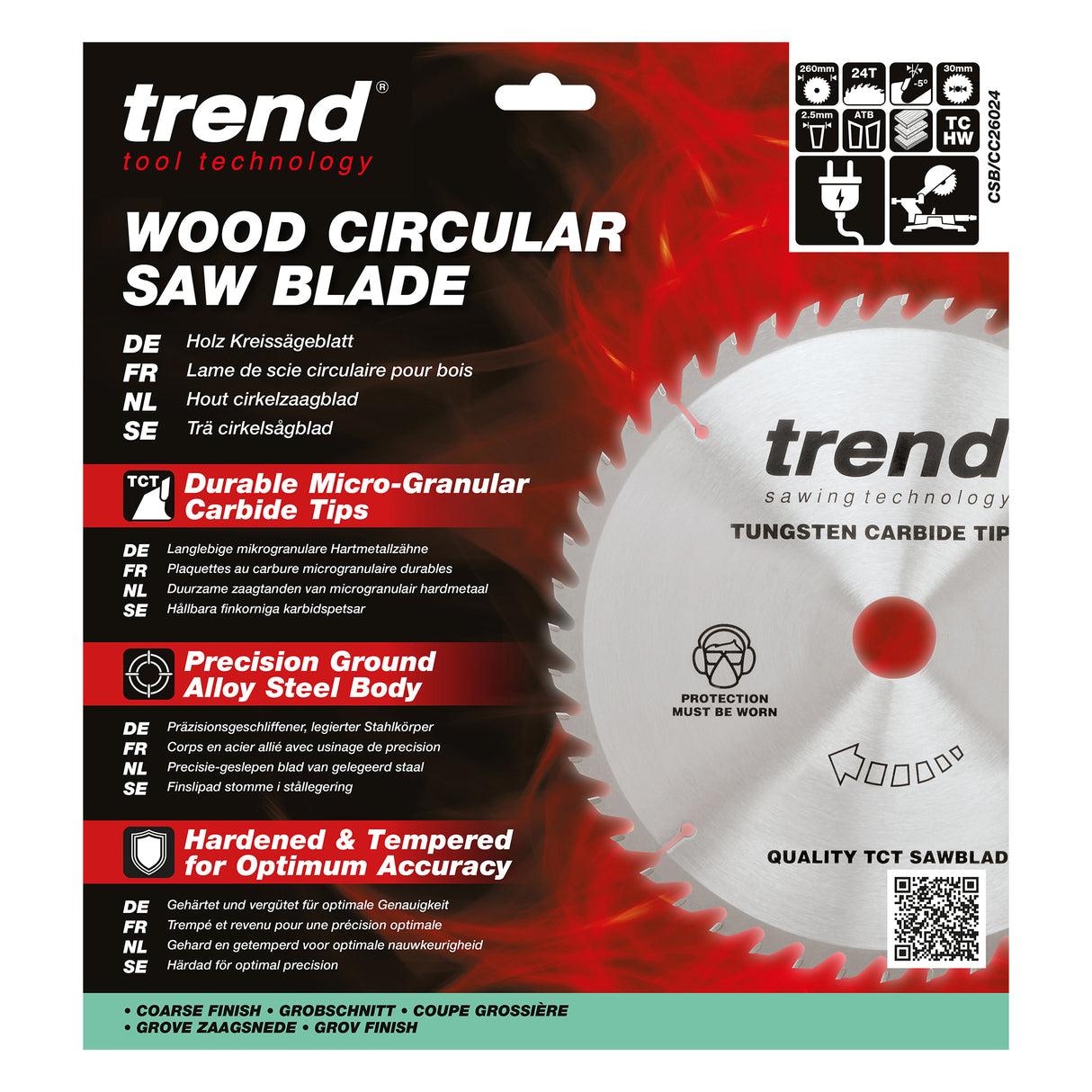 Trend 260mm x 30mm x 24T Wood Mitre Saw Blade