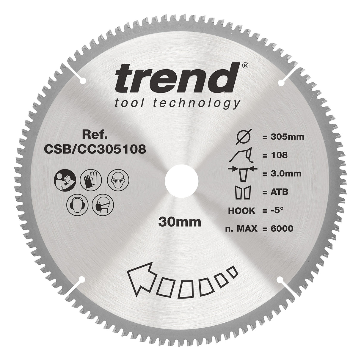 Trend 305mm x 30mm x 108T Fine Cut Off Mitre Saw Blade