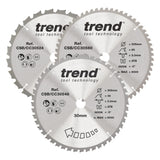 Trend 3-Piece 305mm x 30mm x 24/48/60T Wood Mitre Saw Blade Set