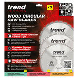 Trend 3-Piece 305mm x 30mm x 24/48/60T Wood Mitre Saw Blade Set